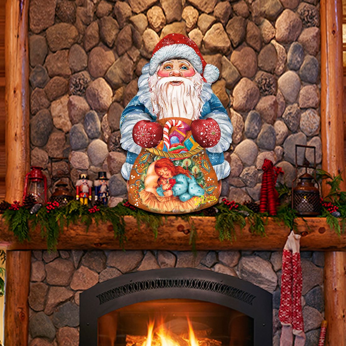 Gift Bag Santa Door Decor Door Decor by G. DeBrekht - Christmas Santa Snowman Decor - 8117901H