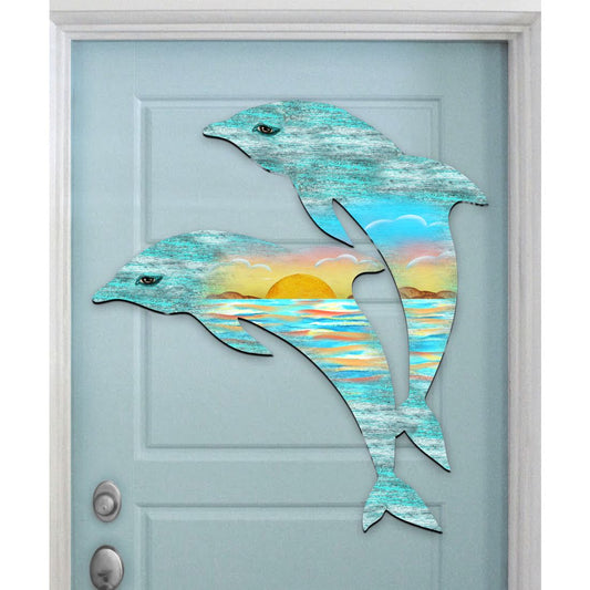 Dolphins Decorative Coastal Door Decor by G. DeBrekht - Coastal Holiday Decor - 8198519H
