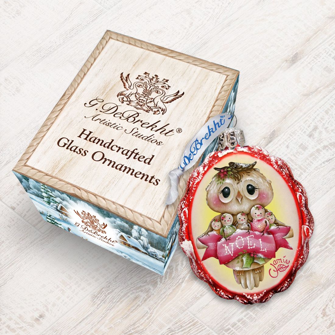 Noel Owl Mercury Glass Ornament by Jamie Mills-Price - Christmas Santa Snowman Decor - 778204-7509