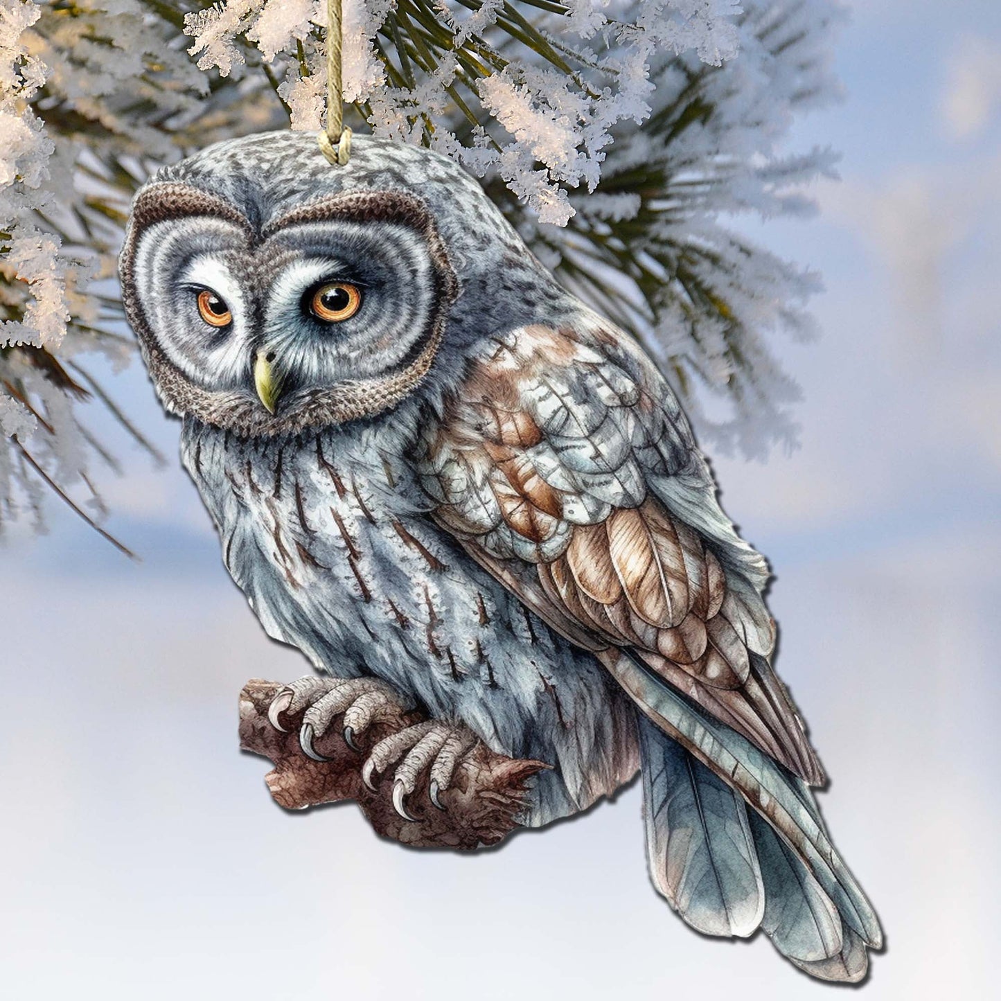 Alaskan Nothern Hawk Owl Wooden Ornaments by G.Debrekht - Wildlife Holiday Décor - 8710004-1