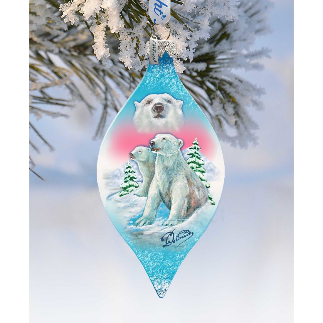 Polar Bear Drop Glass Ornament by G. DeBrekht - Wildlife Holiday Decor - 74178