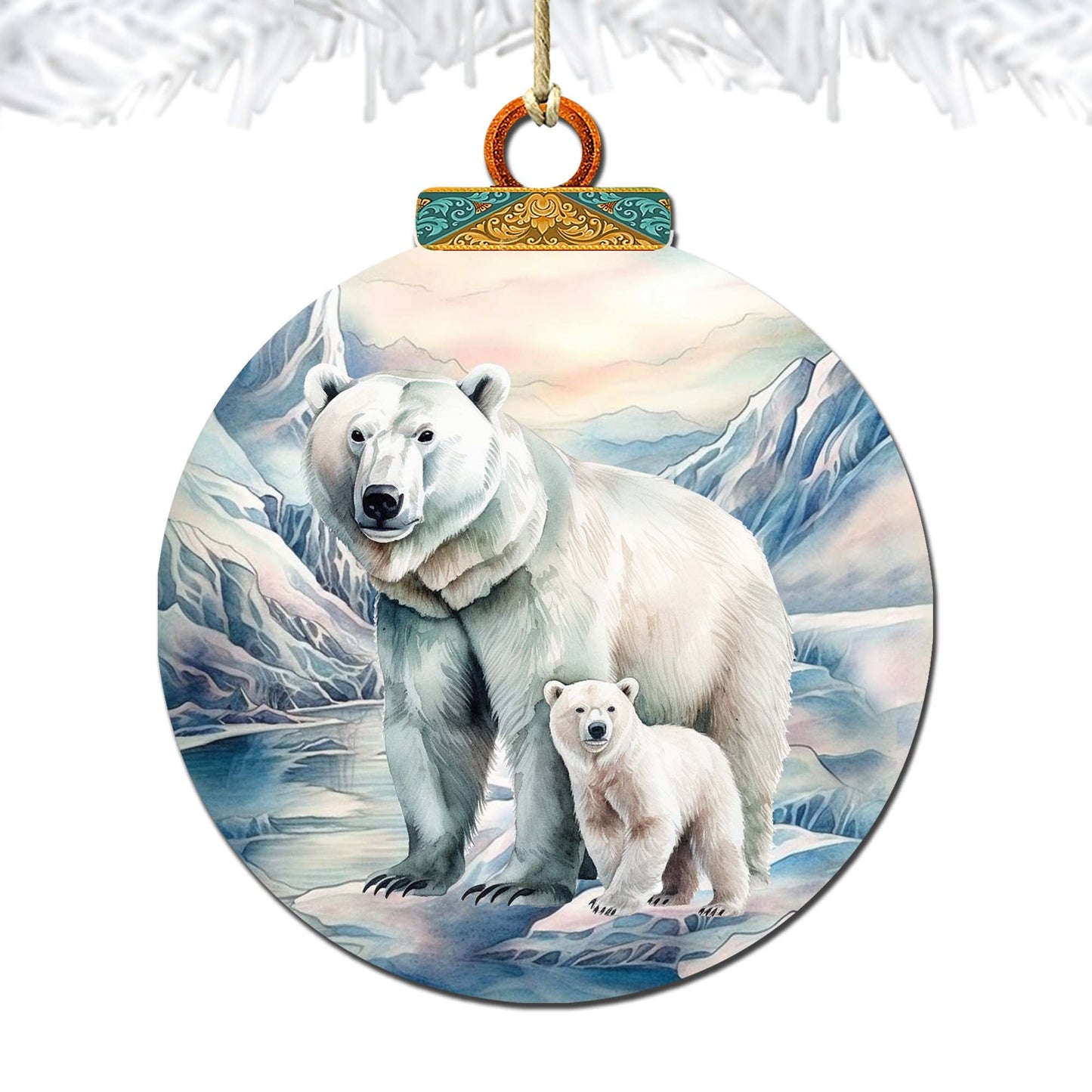 Polar Bear in Snowy Bliss Wooden Ornaments by G.Debrekht - Wildlife Holiday Decor - 870049