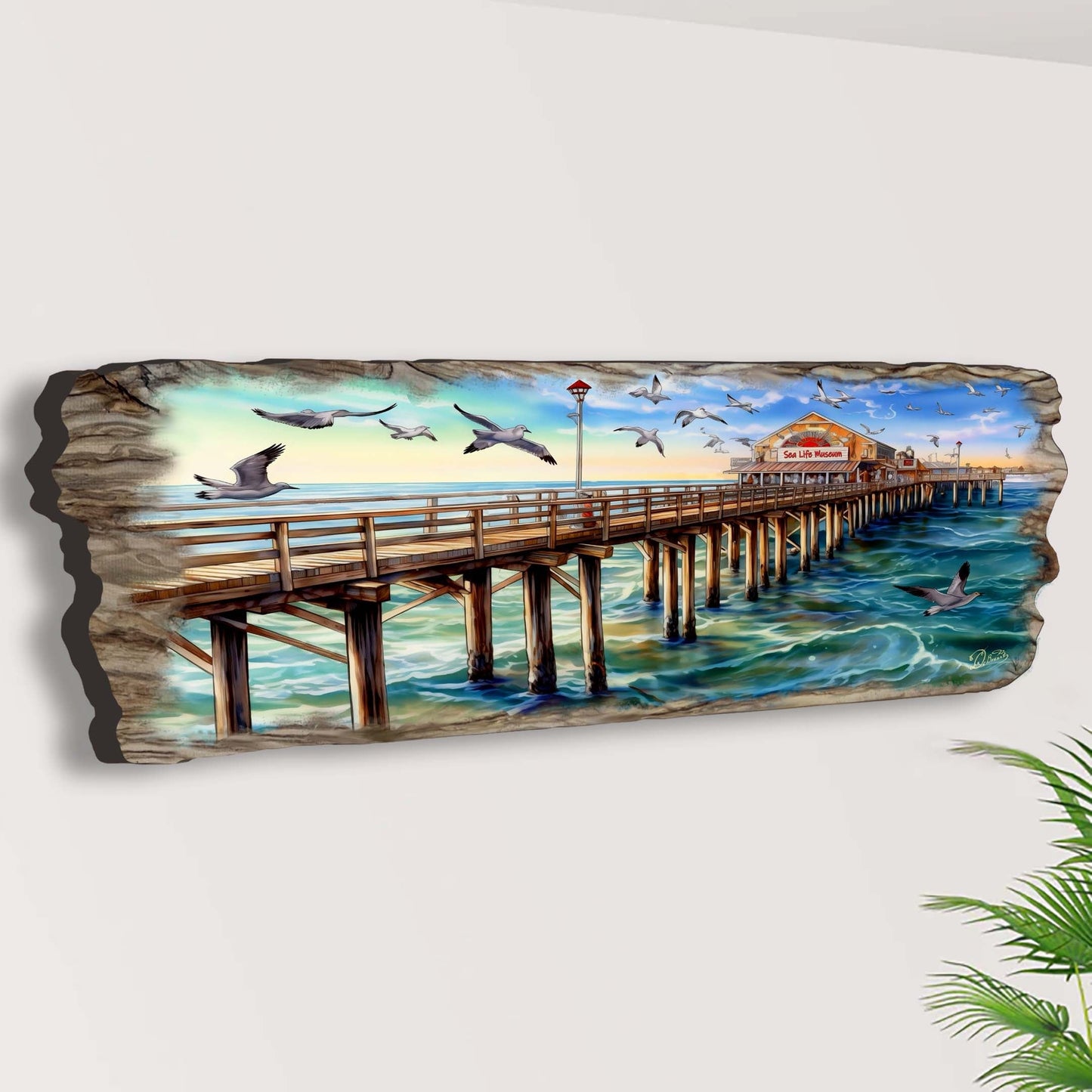 Pier Panorama Wooden Wall Art by G. DeBrekht Coastal Decor - 8491103W