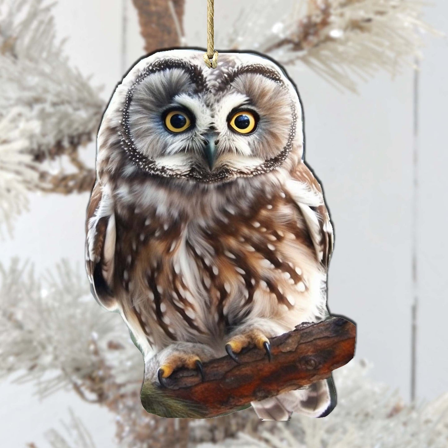 Alaskan Boreal Owl Wooden Ornaments by G.Debrekht - Wildlife Holiday Decor - 8710004-3