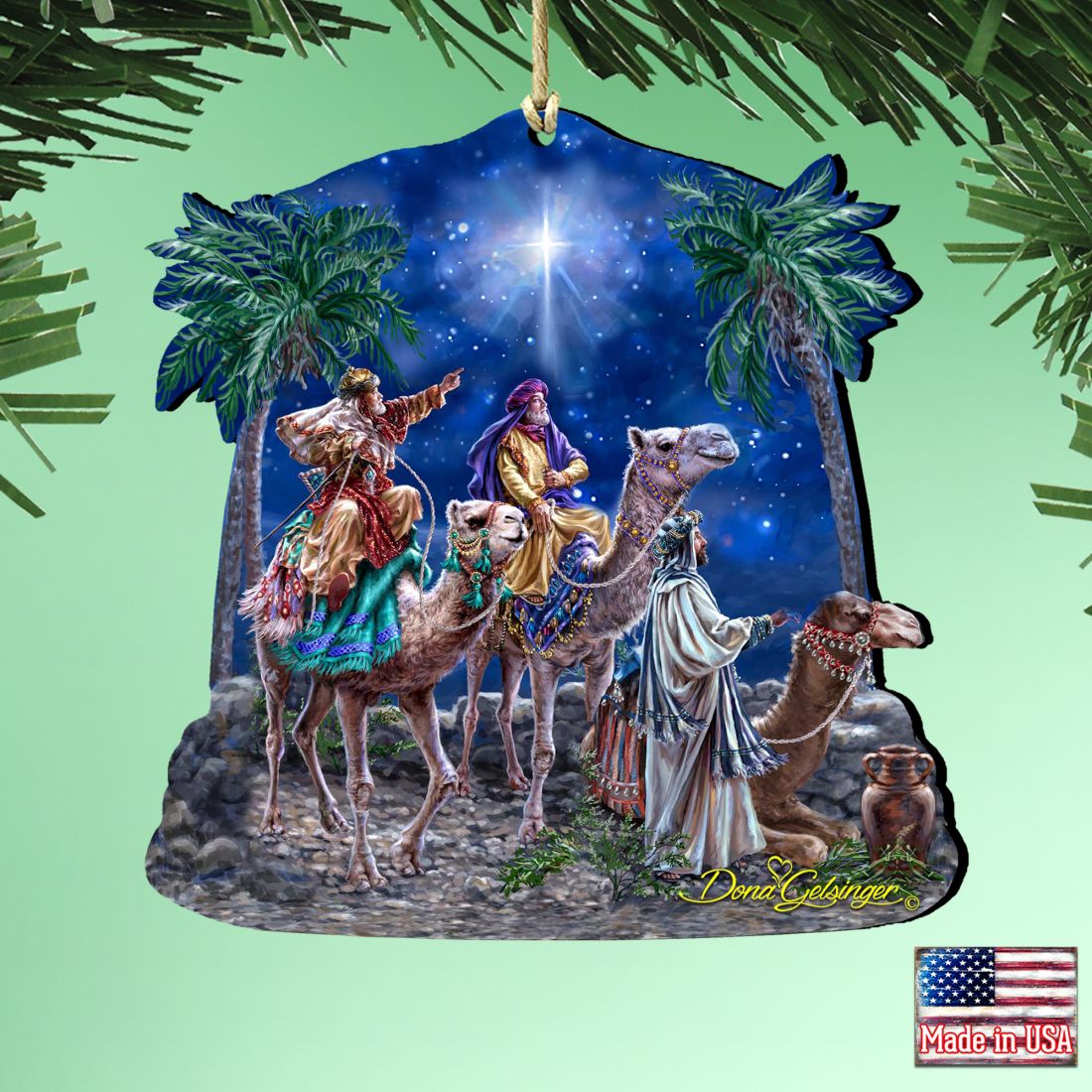 The Magic of Three Kings Wooden Ornaments by Gelsinger - Nativity Holiday Decor - 8161026-1810