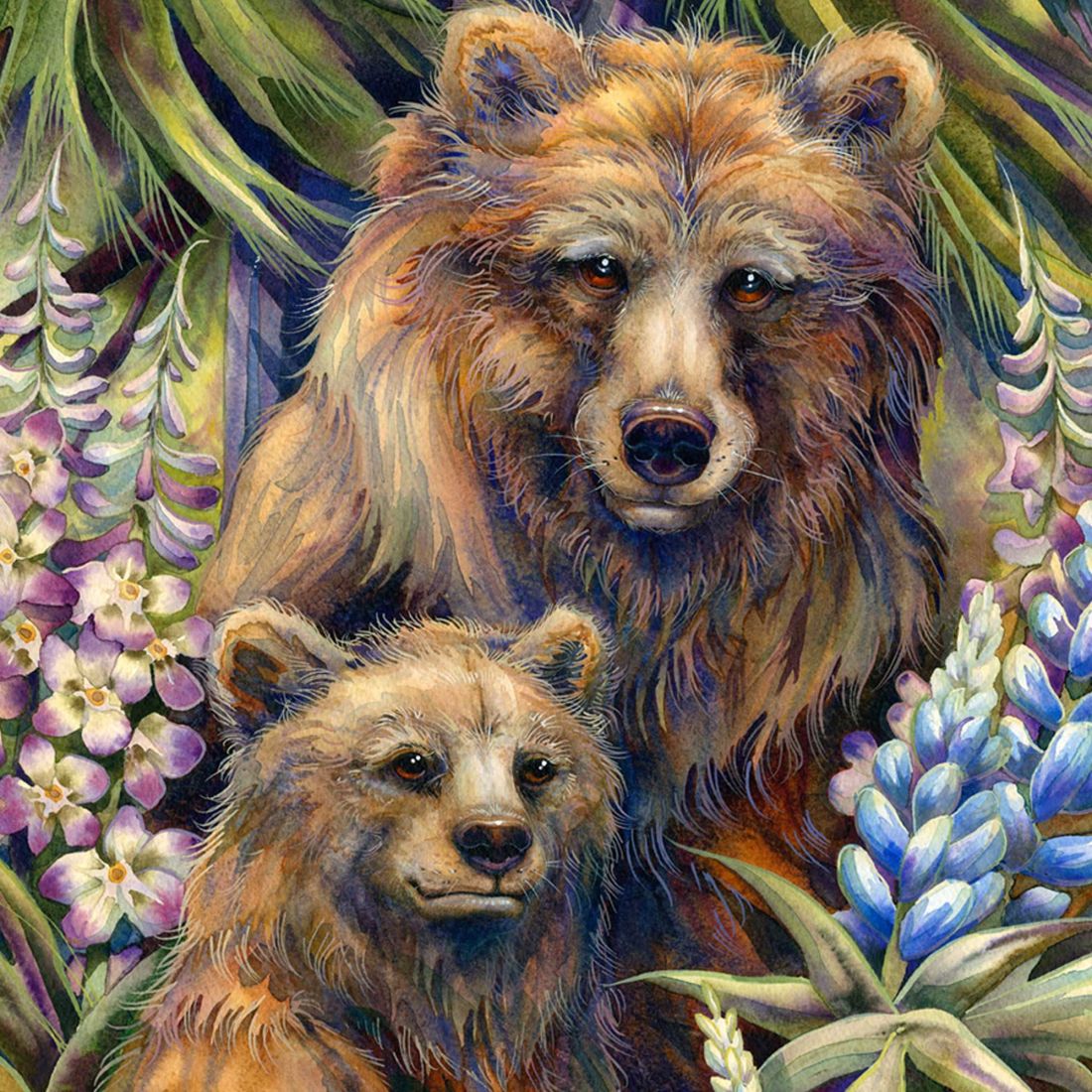 Grin & Bear it Grizzly Mother & Cub Wooden Wall Art by J. Bergsma - Nature Wildlife Decor - 85922947B-JB