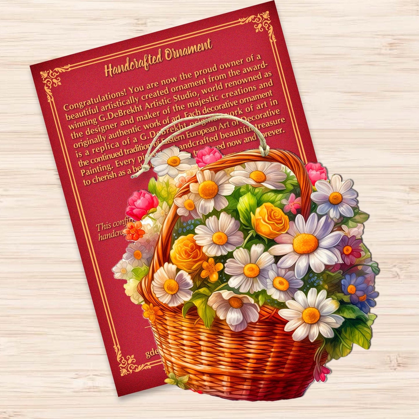 Daisy Basket Wooden Ornaments by G. Debrekht - Love Family Decor - 8688314