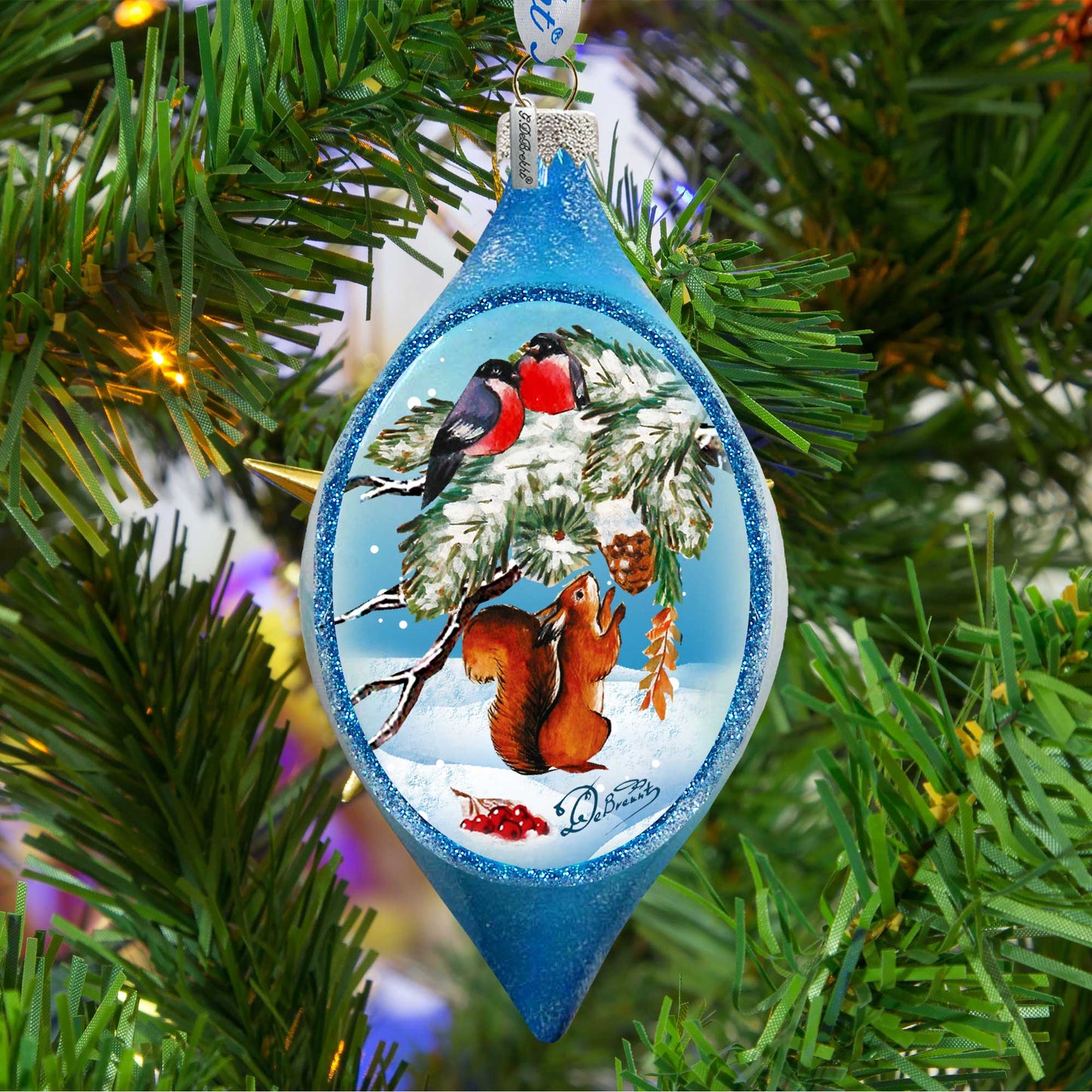 Squirrel and Birds Ball Glass Ornament by G. DeBrekht - 73451