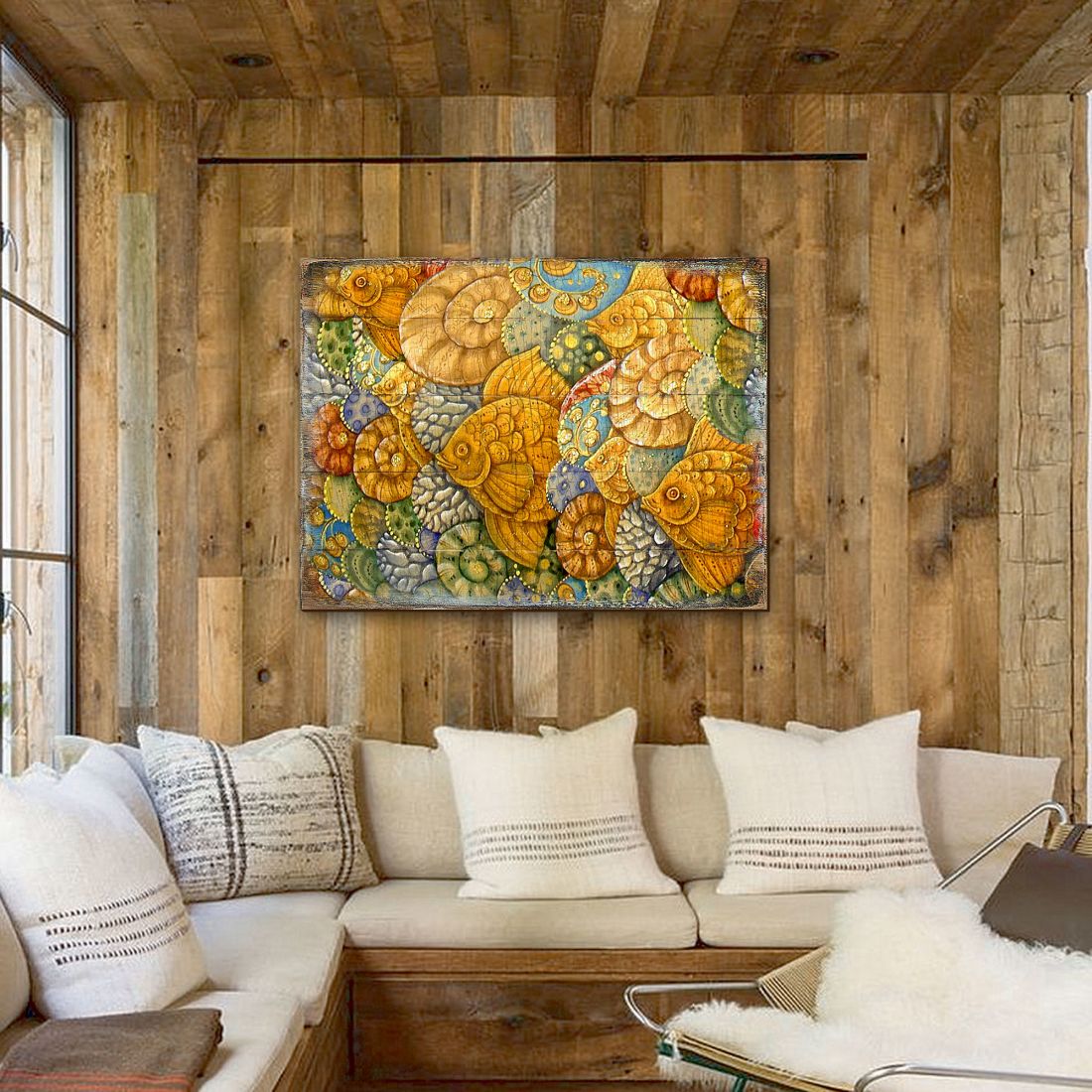 Sonnenberg Fish Wooden Coastal Wall Art by G. DeBrekht - Coastal Sea-Life Decor - 95018B