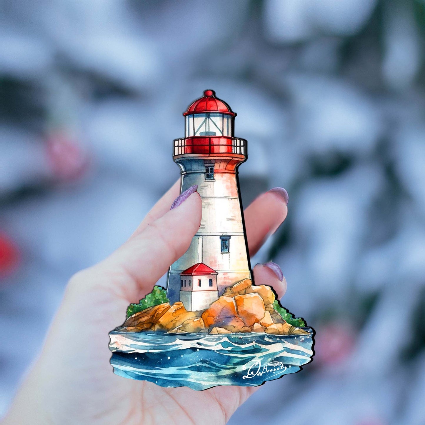 Nautical Christmas Ornaments - Lighthouse Wooden Ornaments by G.Debrekht Coastal Holiday Decor - 8688197