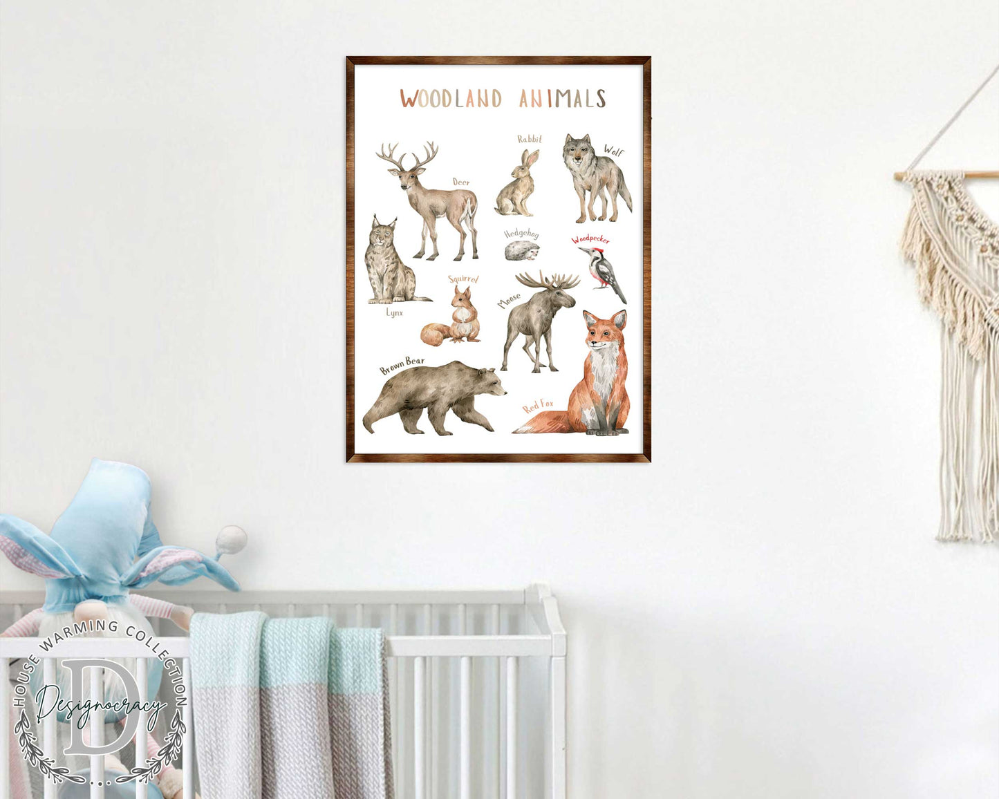 Woodland Animals Kids Room Decor - Montessori Wooden Poster - Homeschool I Educational Poster - Classroom Decor - Playroom Art - 310220
