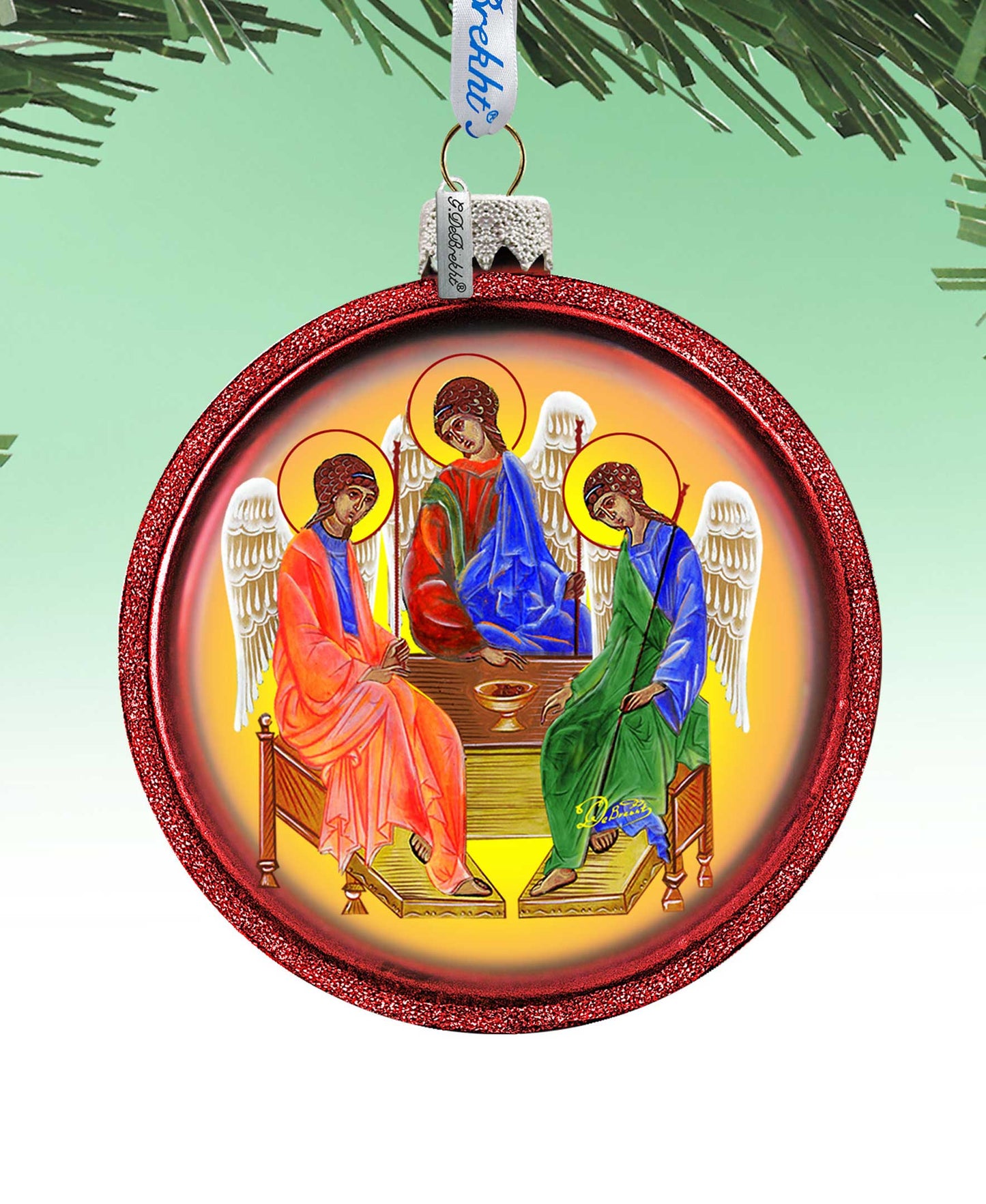 Three Angels Ball Glass Ornament by G. DeBrekht - Nativity Holiday Decor - 73212C