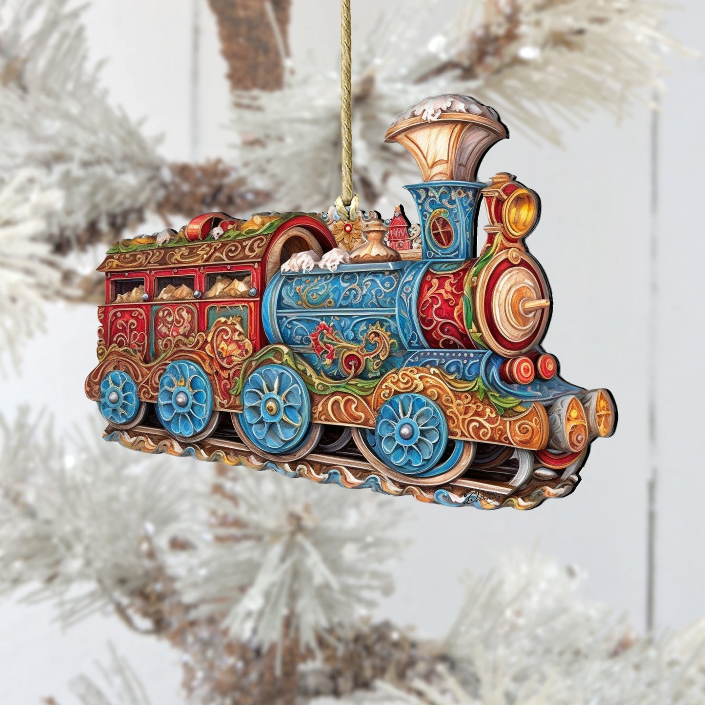 Christmas Train Wooden Ornaments by G. Debrekht - Christmas Decor - 8100198-3