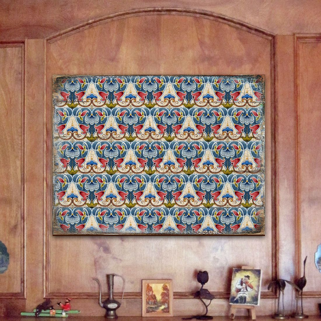 Ponty Wooden Wall Art by G. DeBrekht - Floral Ornamental Decor - 95020B