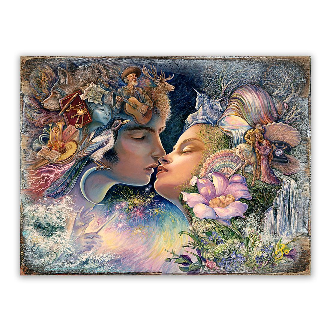 Prelude to a Kiss Fantasy Wooden Wall Art by Josephine Wall - Fantasy Decor - 852150-JW