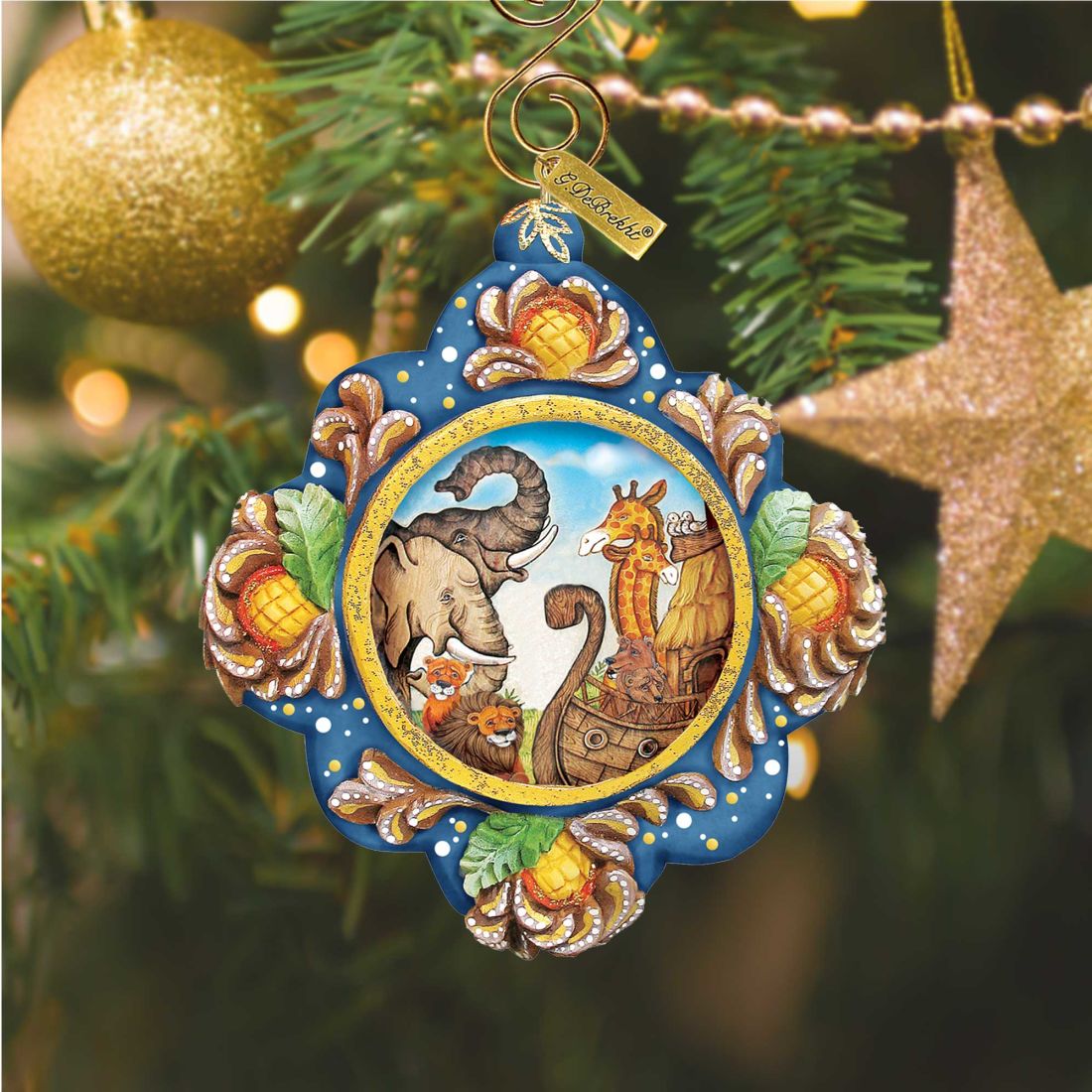 Noah's Ark Sculpted Hand-Painted Christmas Ornament by G. DeBrekht - Nativity Holiday Decor - 6102517
