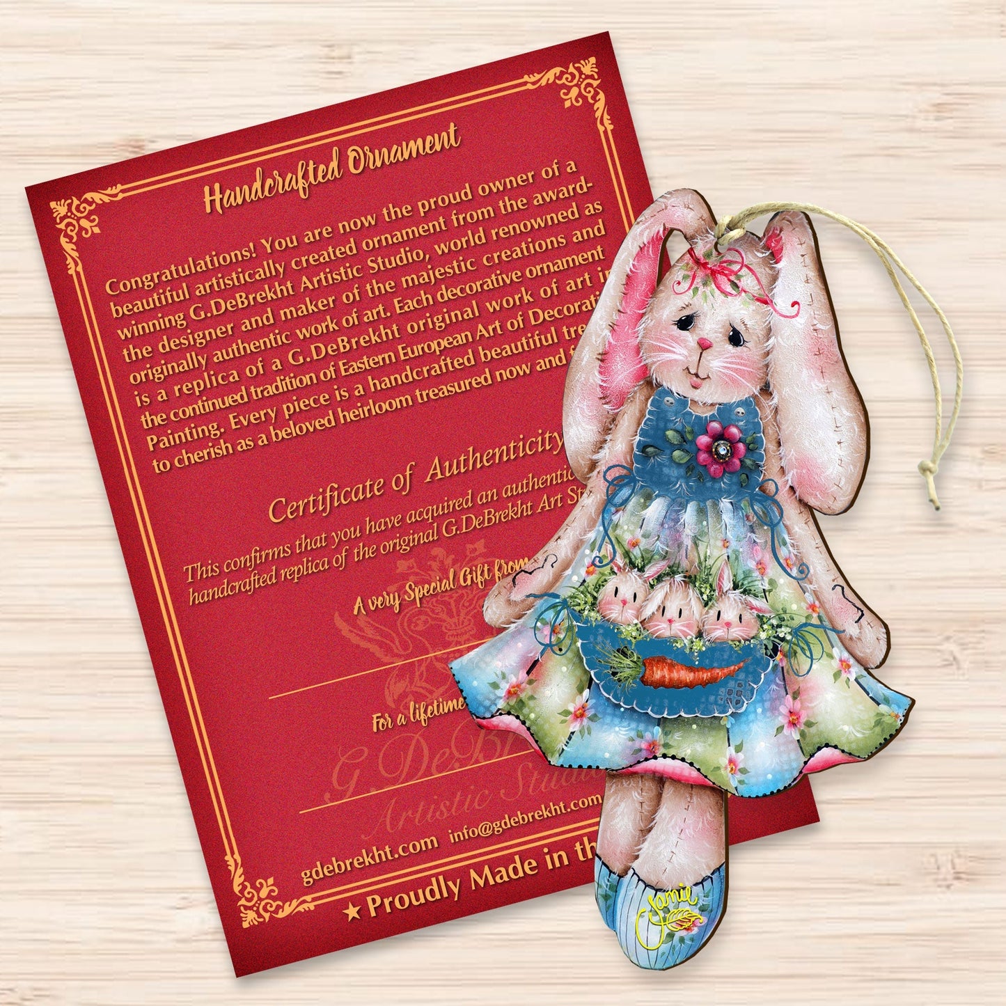 Pocketful of Bunnies Wooden Ornaments by Jamie Mills-Price - Easter Spring Decor - 8457705-MP
