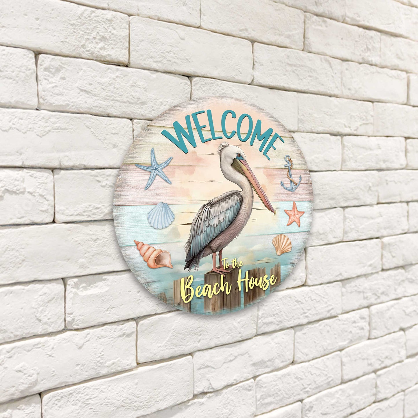 Pelican Welcome Sign Front door welcome sign Main entrance banner Welcome sign - Wooden front porch decor - 933113H
