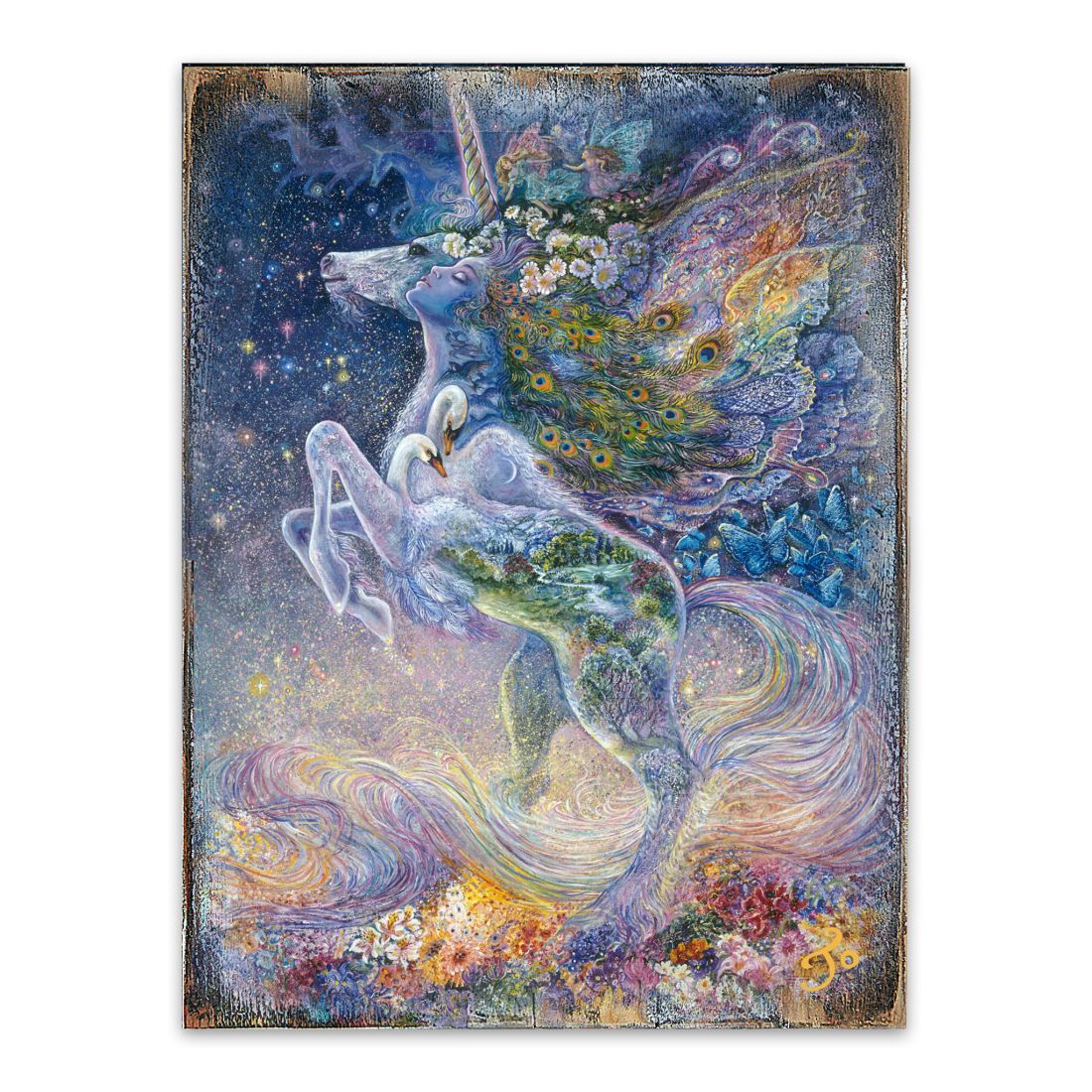 Soul of a Unicorn Fantasy Wooden Wall Art by Josephine Wall - Fantasy Decor - 852128-JW