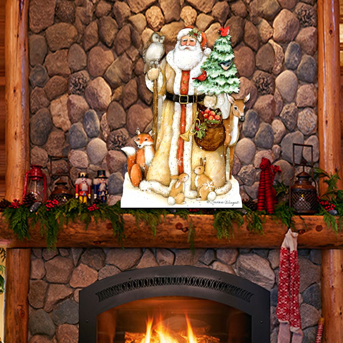 Ivory Santa Christmas Door Decor by Susan Winget - Christmas Santa and Snowman Decor