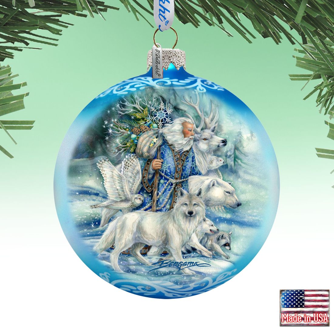The Wild Spirits of Winter Glass Ornament Limited Edition by J. Bergsma - Christmas Santa Snowman Decor - 73910-JB