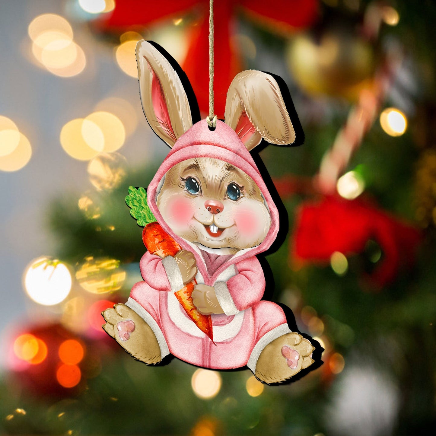 Easter Baby Bunny Wooden Ornaments Set of 3 by G. DeBrekht - Easter Spring Decor - 815432S3