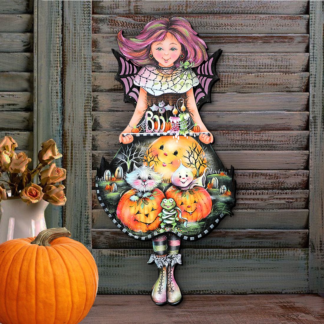 Pumpkin Fairy Halloween Door Decor by Jamie Mills-Price - Thanksgiving Halloween Decor - 8457412H
