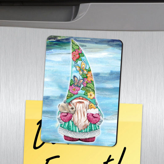 Spring Gnome Refrigerator Wooden Magnets Set of 3