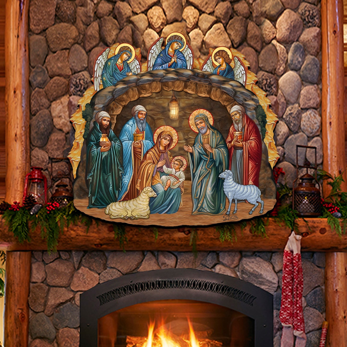 Orthodox Nativity Scene Holiday Door Decor by G. Debrekht - Nativity Holiday Decor - 8652762H