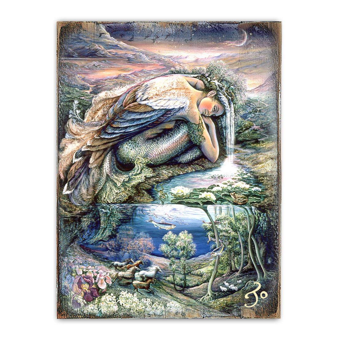 Mer Angel Fantasy Wooden Wall Art by Josephine Wall - Fantasy Decor - 852181-JW