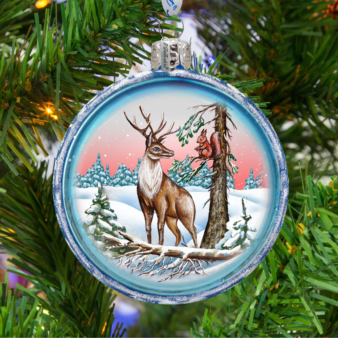 Reindeer Glass Ornament by G. DeBrekht - Wildlife Holiday Decor - 73421