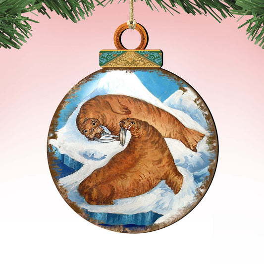 Sea Lions Ball Wooden Ornaments by G. DeBrekht - Coastal Holiday Decor - 8025377