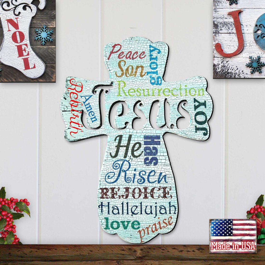 Jesus Cross Easter Door Decor by G. DeBrekht - Easter Spring Decor - 8198715H