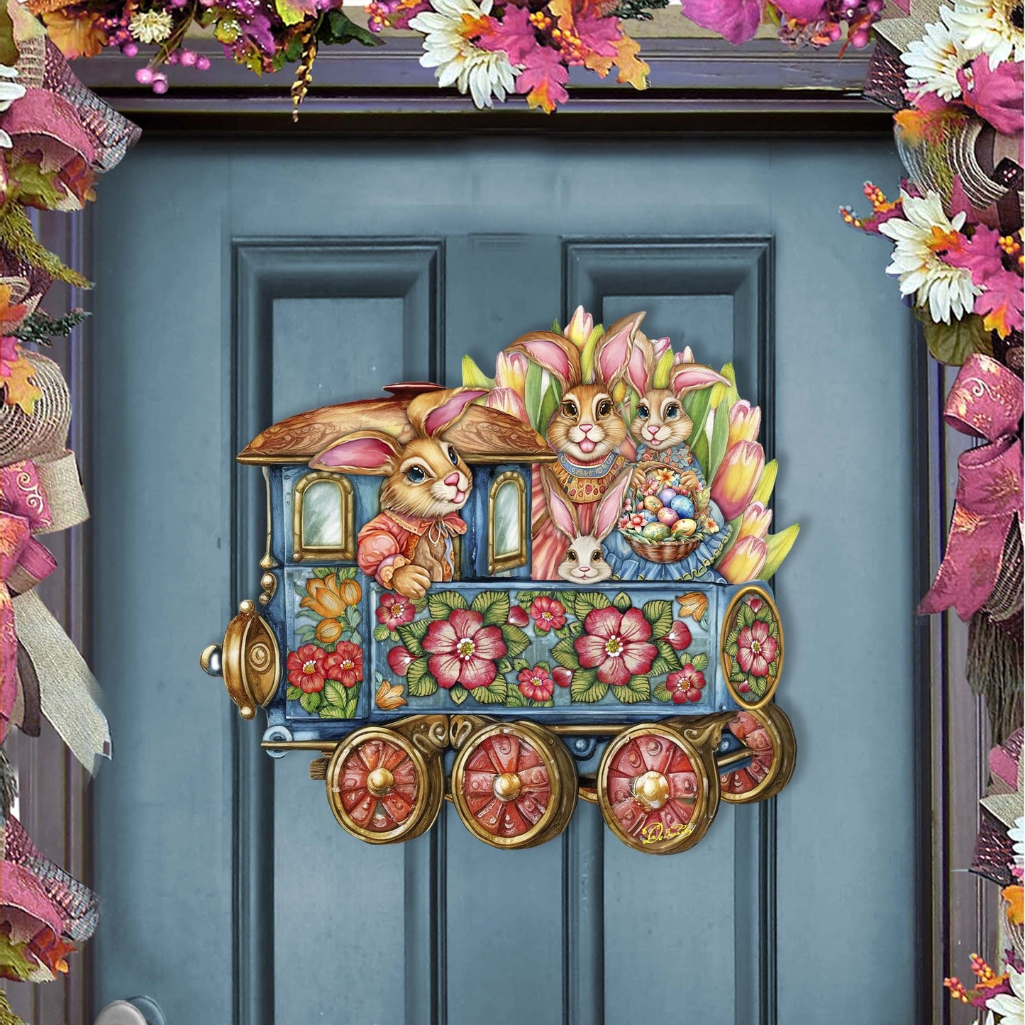 Easter Bunny Train Holiday Door Decor by G. Debrekht - Easter Spring Decor - 8652781H