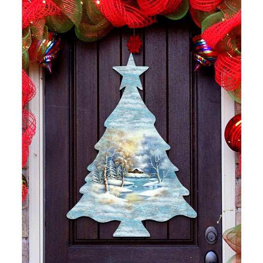 Winter Tree Wildlife Door Decor - G. DeBrekht - Wildlife Holiday Decor - 8198812H