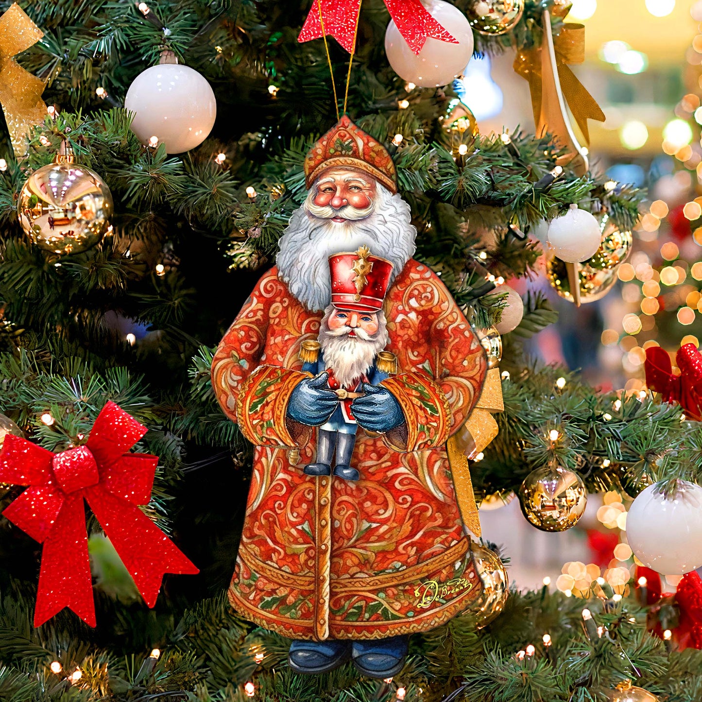 Santa's Holiday Nutcracker Wooden Ornaments by G. Debrekht - Christmas Santa Snowman Decor - 8691401