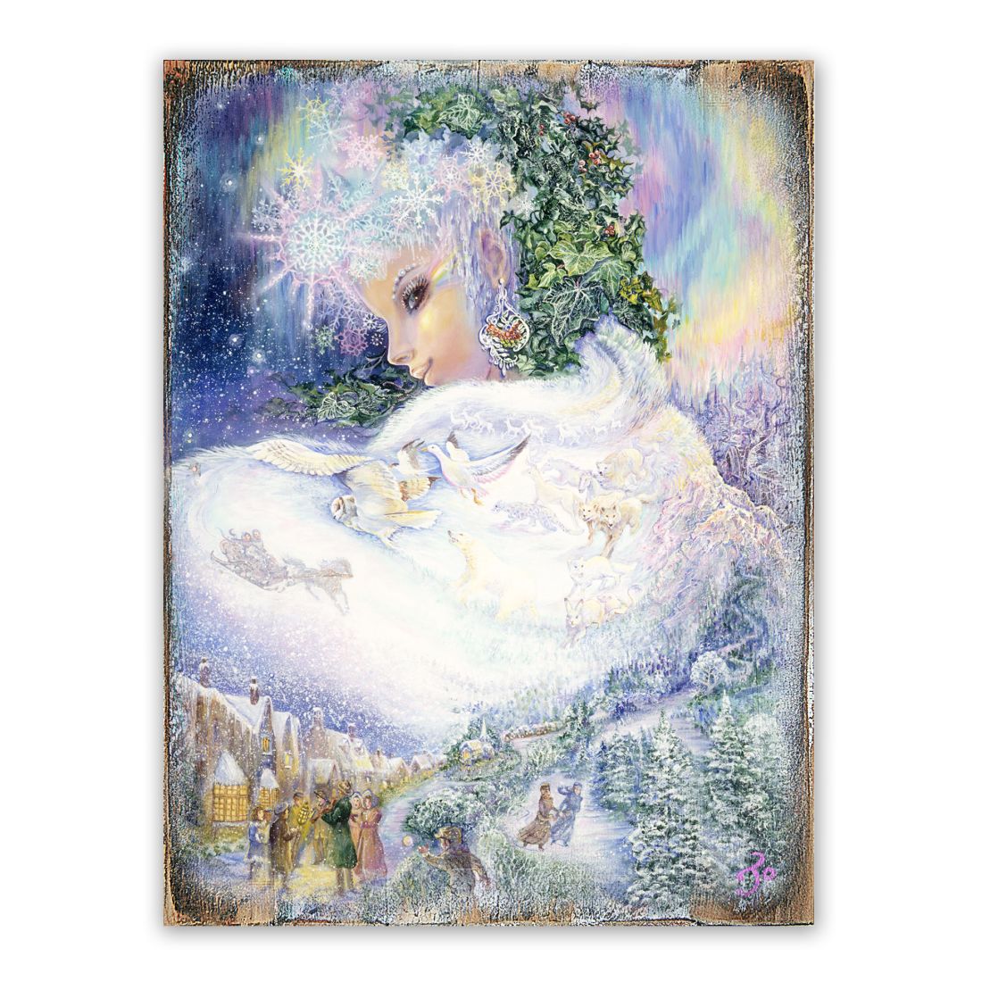 Snow Queen Fantasy Wooden Wall Art by Josephine Wall - Fantasy Decor - 852143-JW