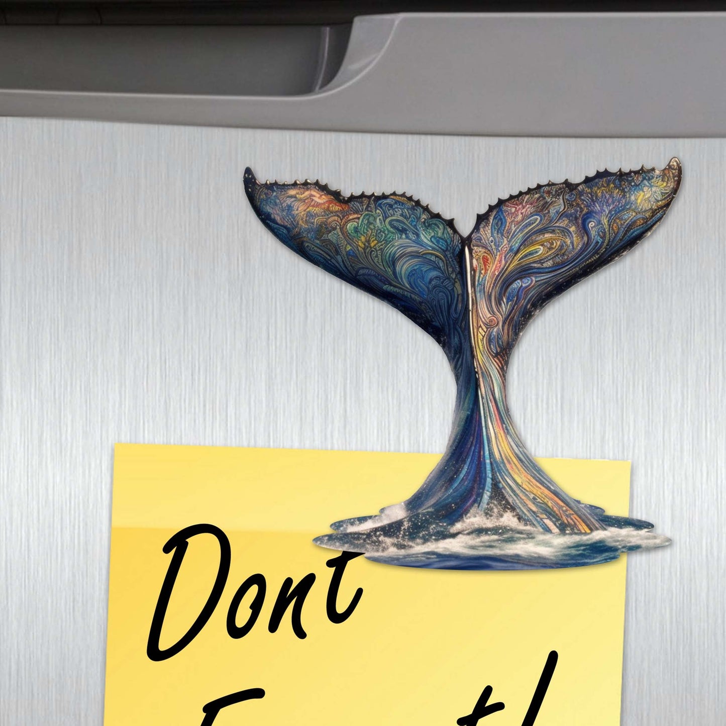 Vibrant Whale Stories Decorative Wooden Magnets Set of 6 by G. Debrekht - Wildlife Coastal Decor - 8090104G-S6