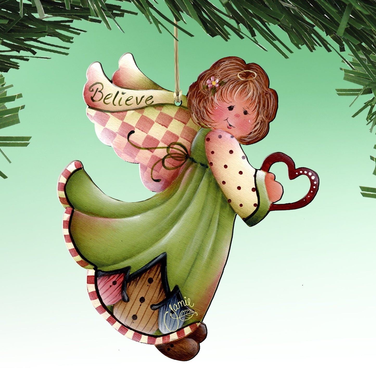 Loving Angels Wooden Ornaments Set of 6 by Jamie Mills-Price - Nativity Holiday Decor - 8457517-S6-MP