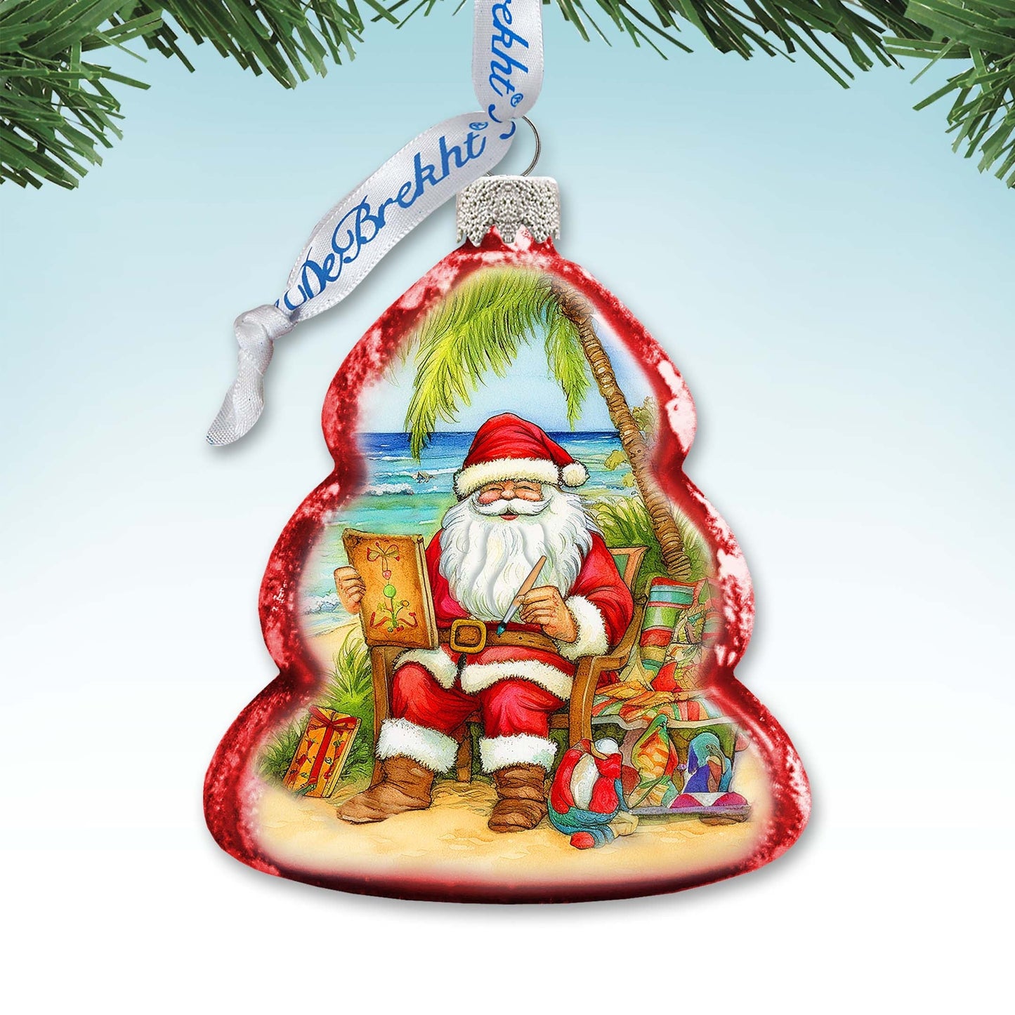 Holiday Coastal Ornament - Santa's Artistry Keepsake Glass Ornaments by G. Debrekht - Christmas Decor - 777415