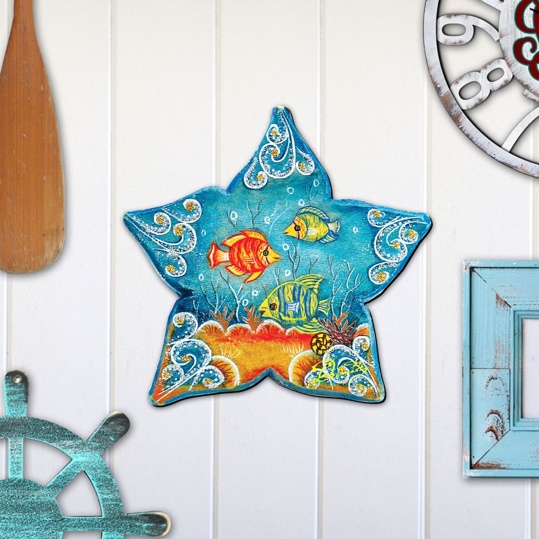Sea Starfish Beach House Door Decor by G. DeBrekht - Coastal Holiday Decor - 8126151H