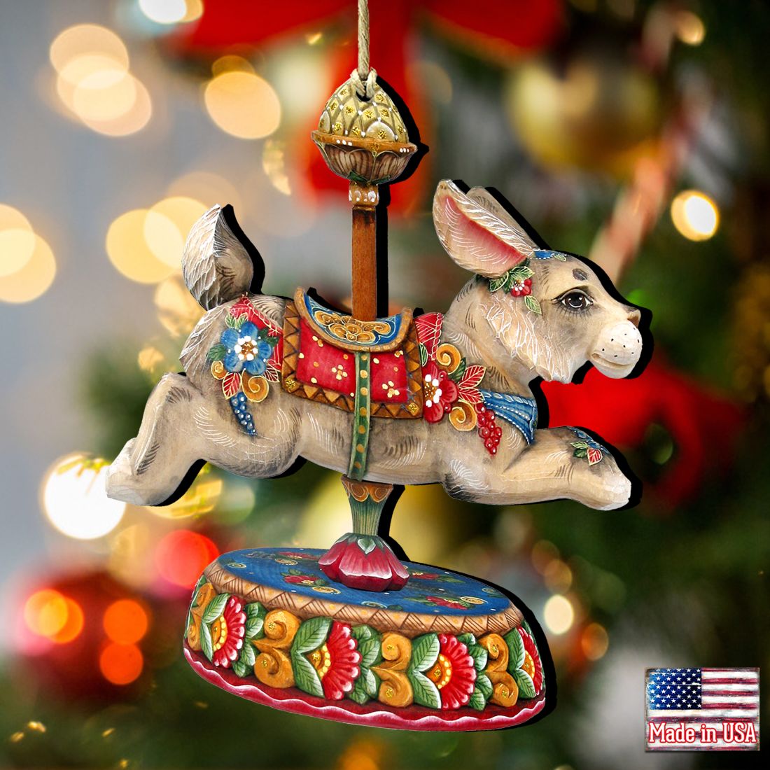 Carousel Bunny Easter Wooden Ornaments by G. DeBrekht - Carousel Holiday Decor - 8114042