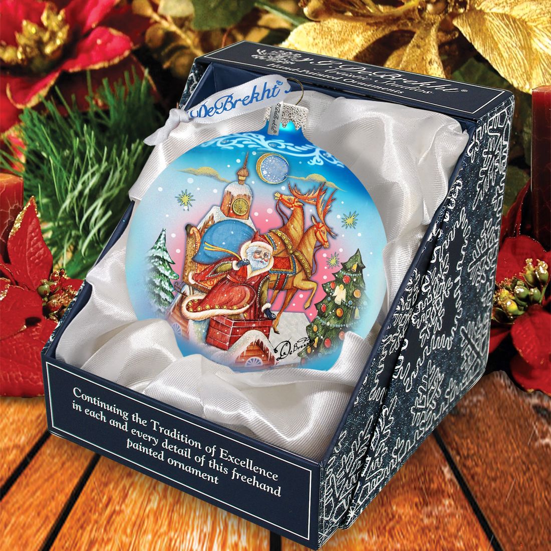 Special Delivery Glass Ornament by G. DeBrekht - Christmas Santa Snowman Decor - 73361