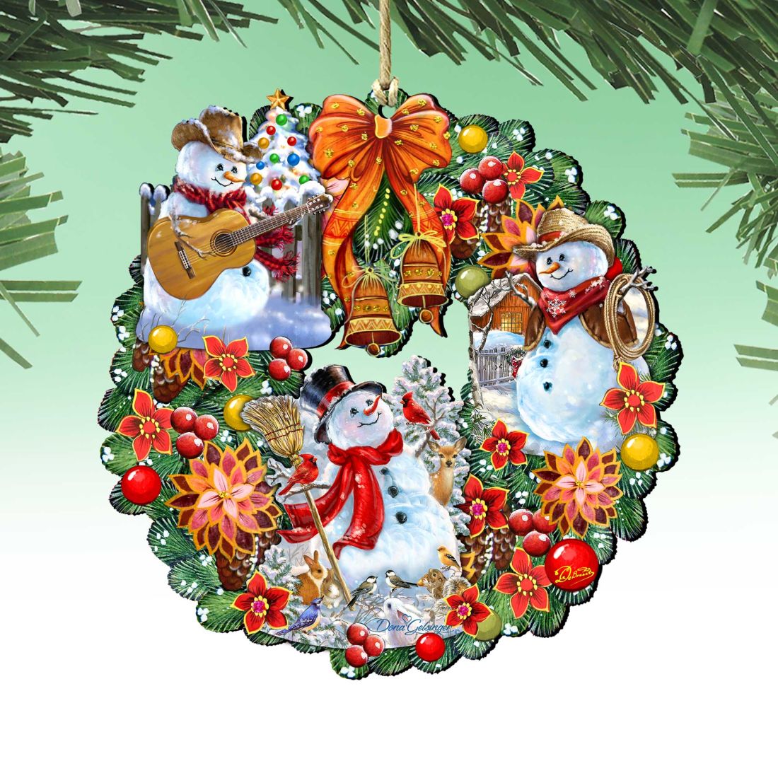 Western Snowy Wreath Wooden Ornaments by Gelsinger - Christmas Decor - 8185307-3-DG