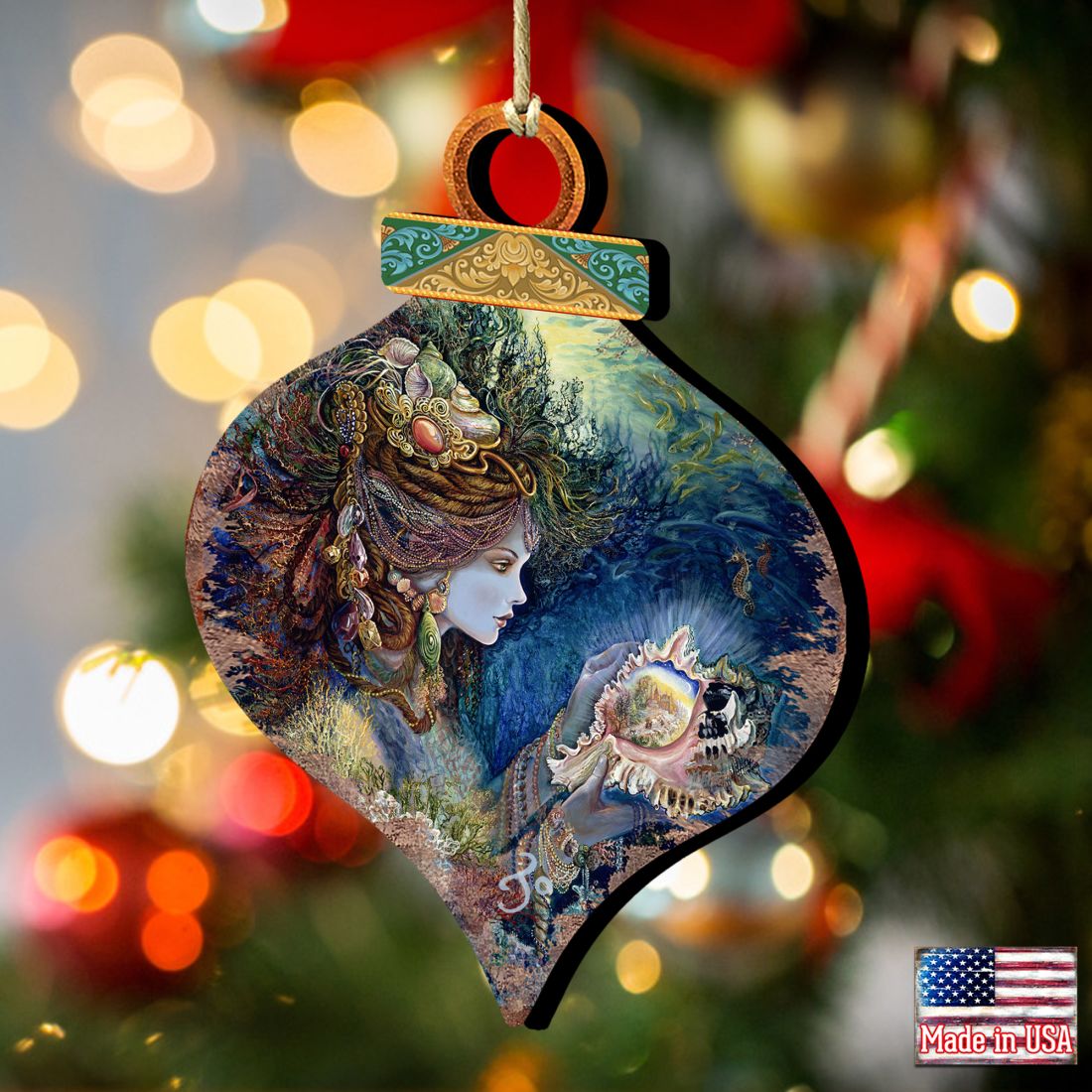 Daughter of the Deep Wooden Ornaments by Josephine Wall - Coastal Sea-Life Decor - 845617-JW