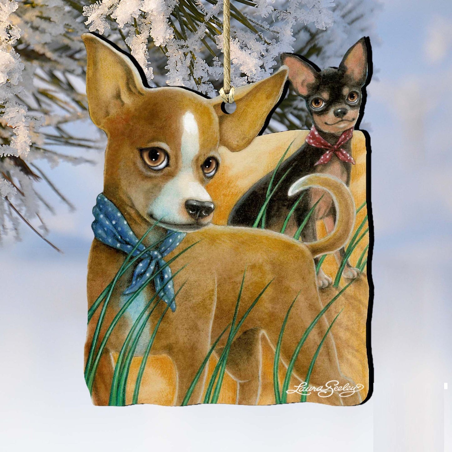 The Couple Dogs Wooden Ornaments by Laura Seeley - Pets Dog and Cats Decor - 8511021-LS