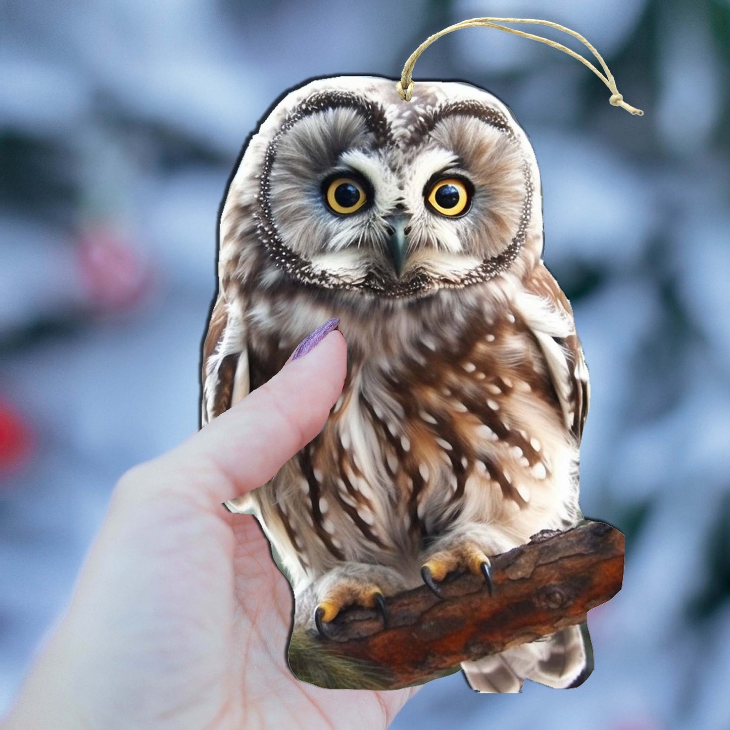 Alaskan Boreal Owl Wooden Ornaments by G.Debrekht - Wildlife Holiday Decor - 8710004-3