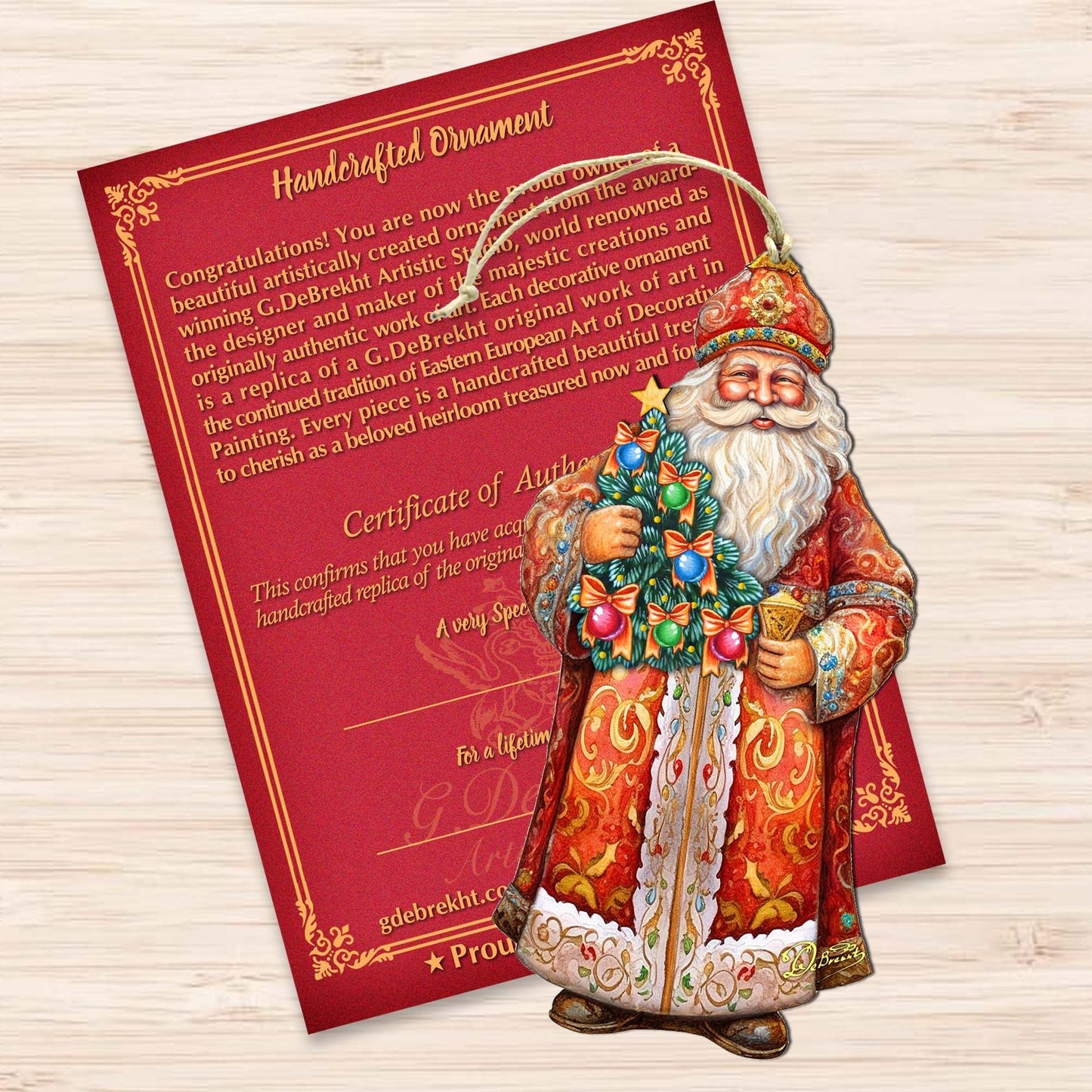 Santa's Tree of Joy Wooden Ornaments by G. Debrekht - Christmas Santa Snowman Decor - 8691418