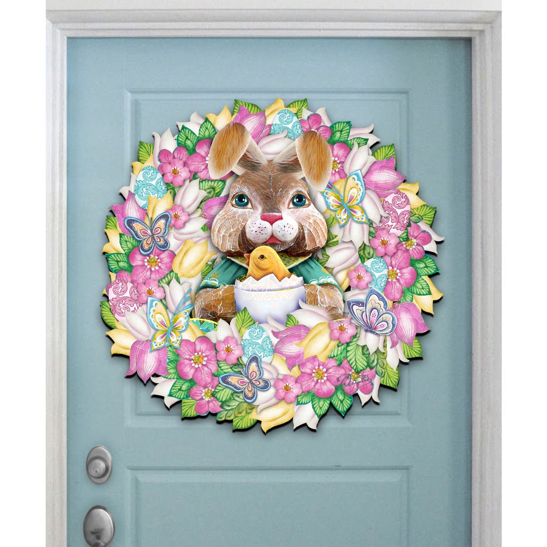 Bunny Holiday Door Wreath by G. DeBrekht - Easter Spring Decor - 8185301-2H
