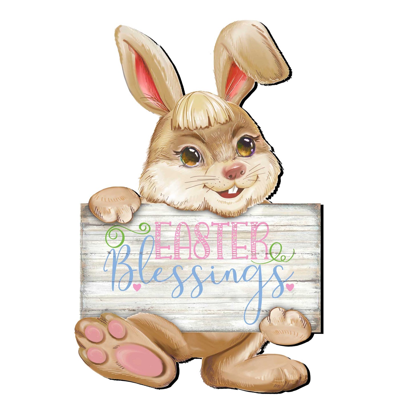 Easter Blessing Bunny Wooden Door Hanger by G. DeBrekht - Easter Spring Decor - 815433-3H